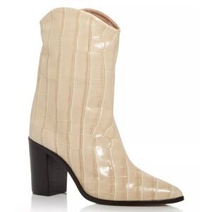Schutz Women's Vonna Croc Embossed High Block Heel Booties